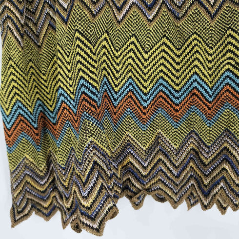 ミッソーニ MISSONI 90s イタリア製 ジオメティック 幾何学 ラメ Uネックニット レディース